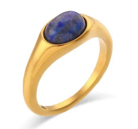 18K Oval Stone Ring