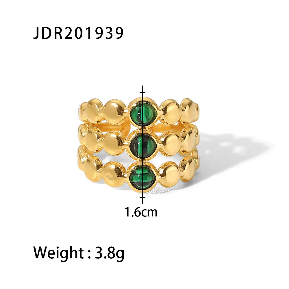 French Vintage Natural Stone Ring for Women in Titanium
