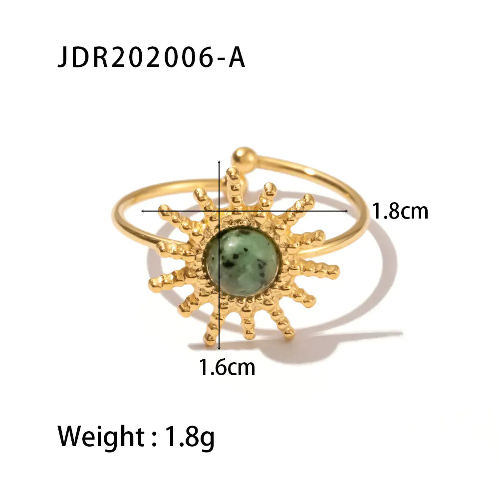French Vintage Natural Stone Ring for Women in Titanium