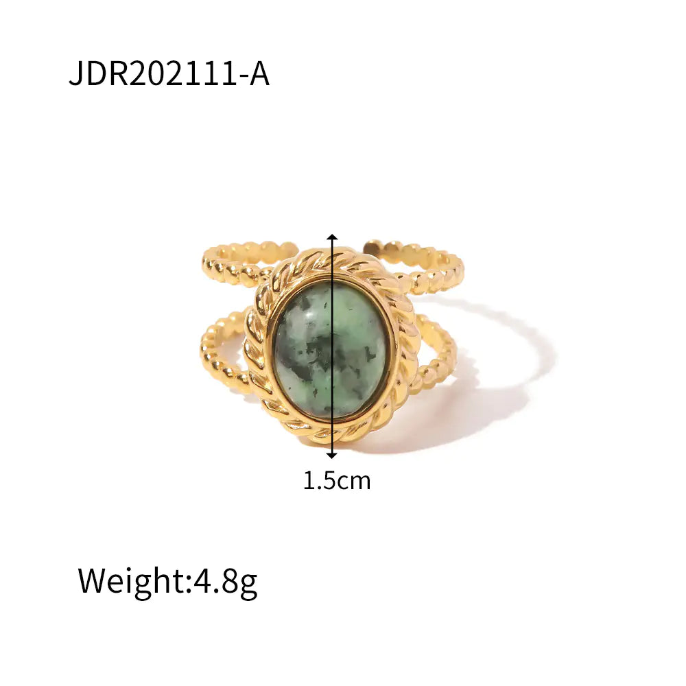French Vintage Natural Stone Ring for Women in Titanium
