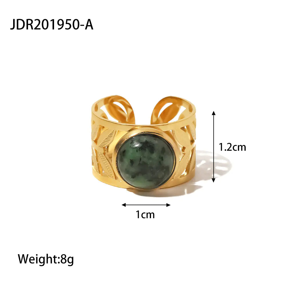 French Vintage Natural Stone Ring for Women in Titanium