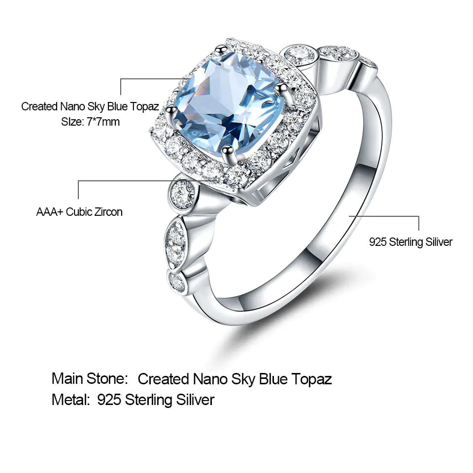 S925 Silver Ring with Blue Topaz Stone
