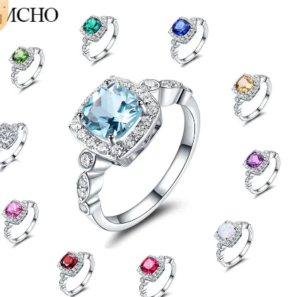 S925 Silver Ring with Blue Topaz Stone