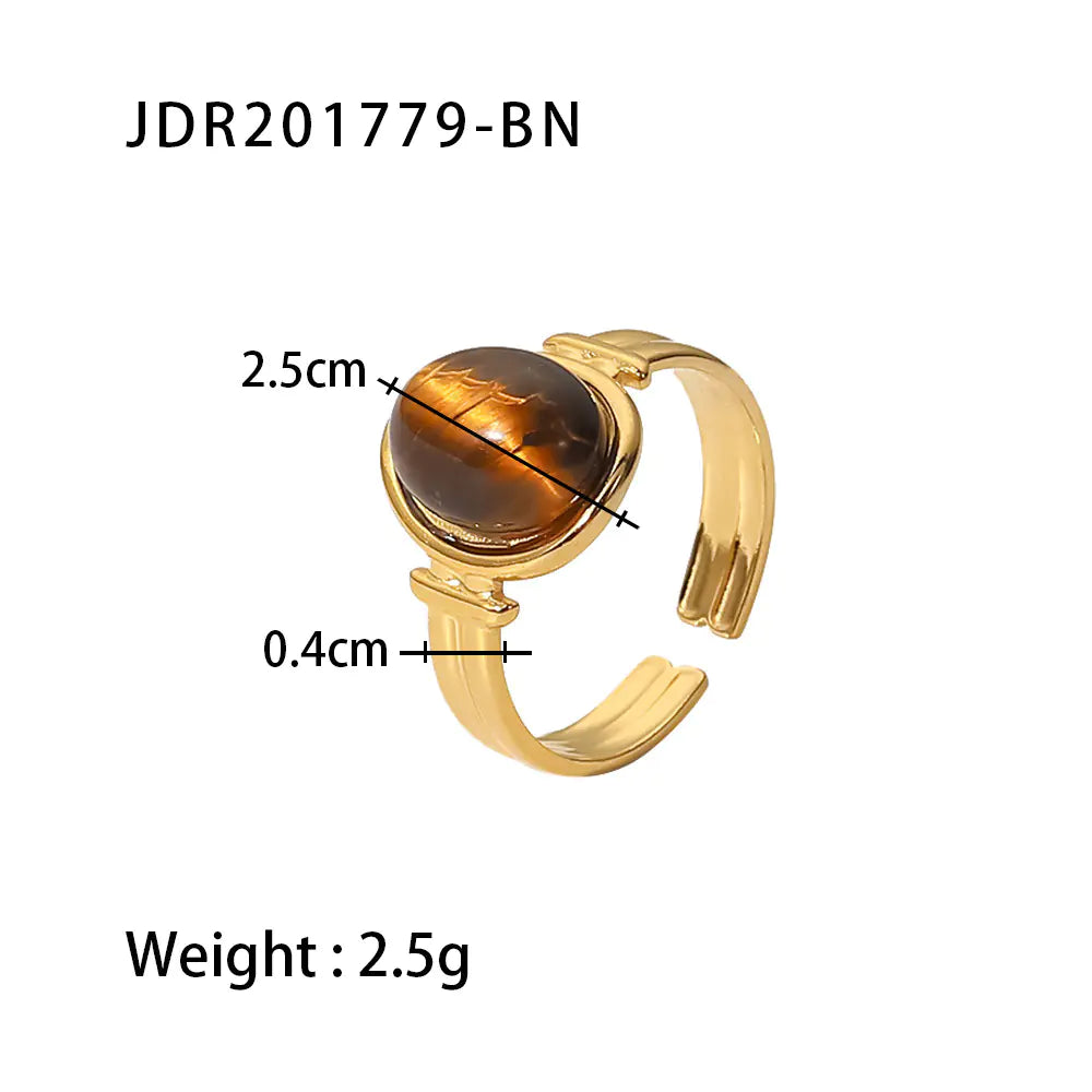 French Vintage Natural Stone Ring for Women in Titanium