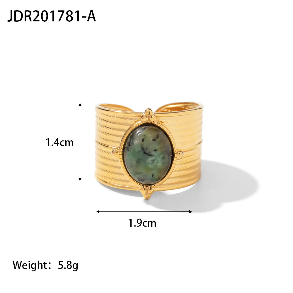 French Vintage Natural Stone Ring for Women in Titanium