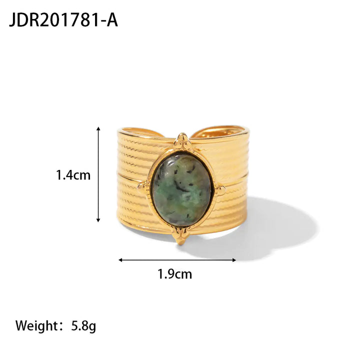 French Vintage Natural Stone Ring for Women in Titanium