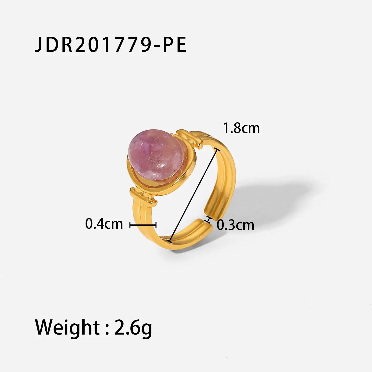 French Vintage Natural Stone Ring for Women in Titanium