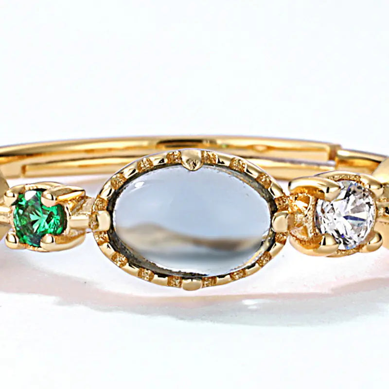Rainbow Heart Wish Stone Ring for Women