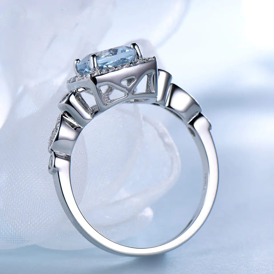 S925 Silver Ring with Blue Topaz Stone