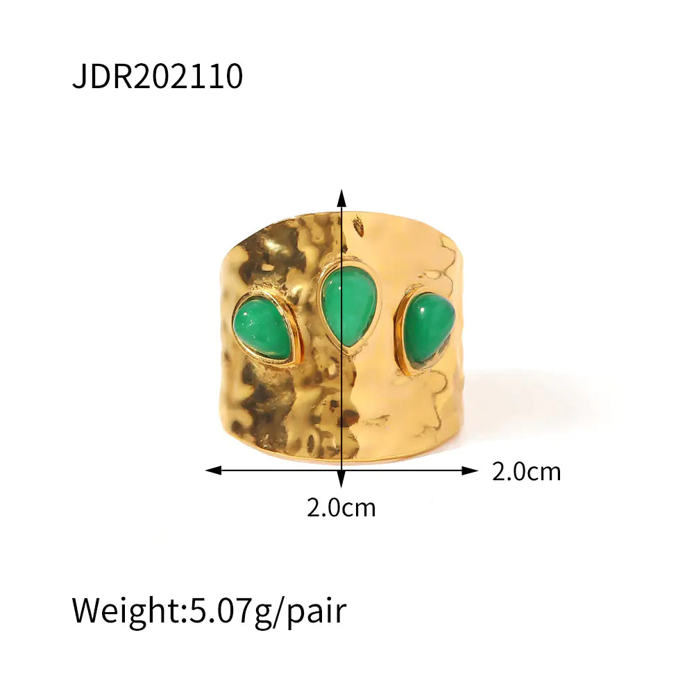 French Vintage Natural Stone Ring for Women in Titanium