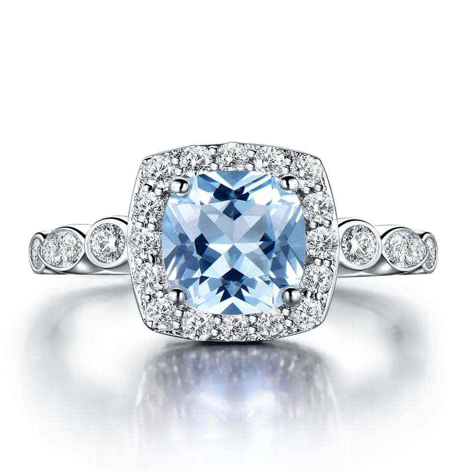 S925 Silver Ring with Blue Topaz Stone