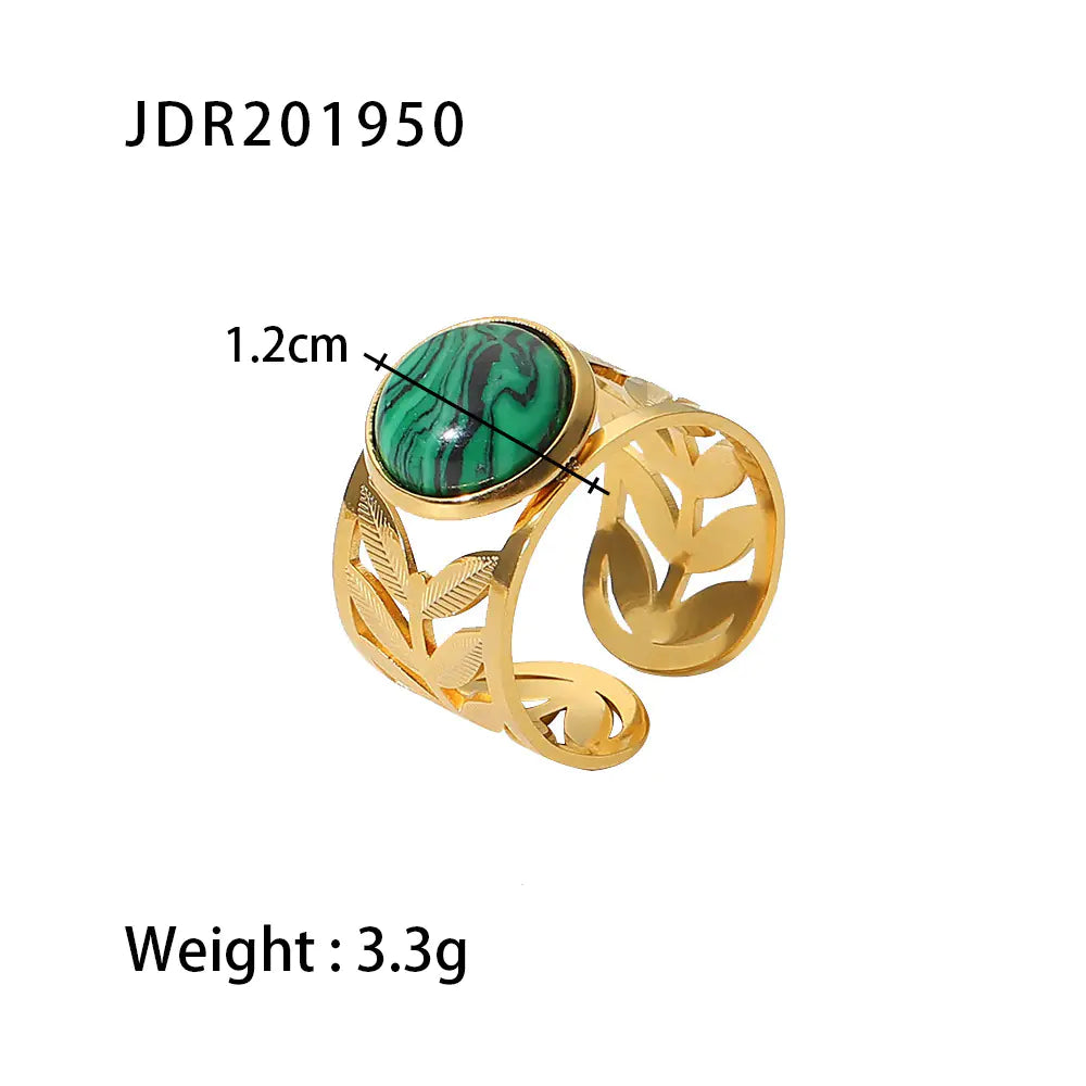 French Vintage Natural Stone Ring for Women in Titanium