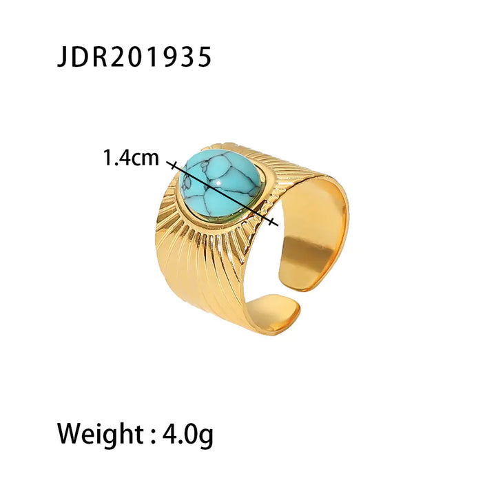 French Vintage Natural Stone Ring for Women in Titanium