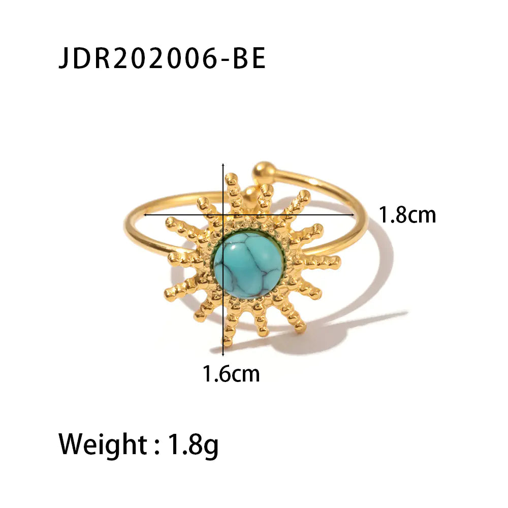 French Vintage Natural Stone Ring for Women in Titanium