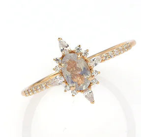 Elongated Stone White Zirconia Star Ring