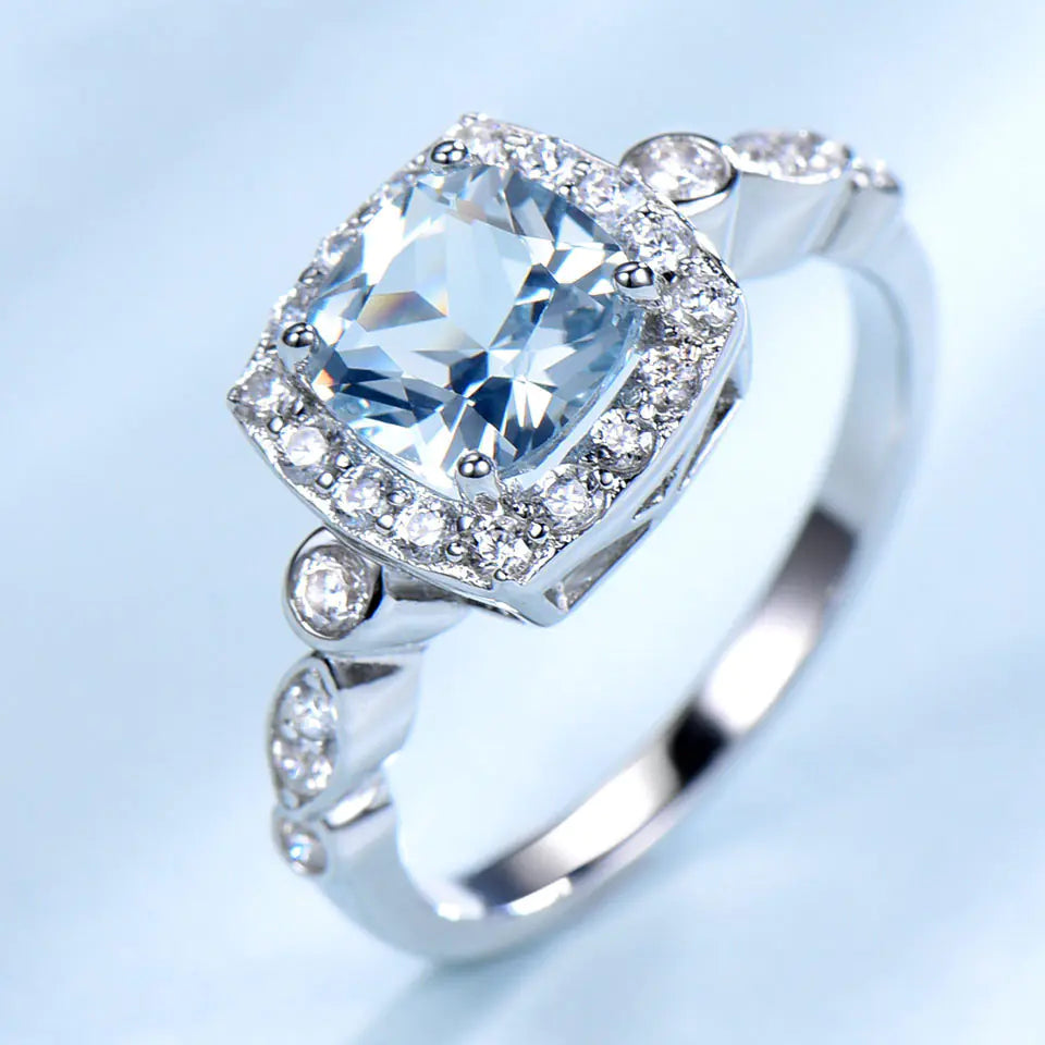S925 Silver Ring with Blue Topaz Stone