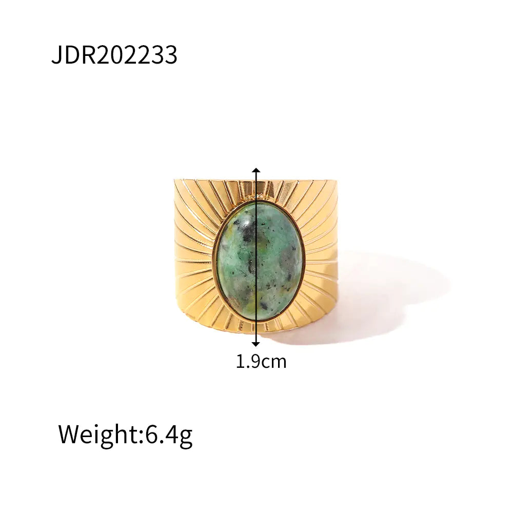 French Vintage Natural Stone Ring for Women in Titanium