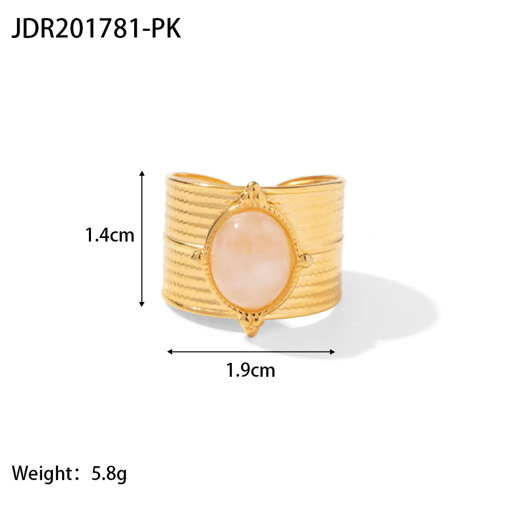 French Vintage Natural Stone Ring for Women in Titanium