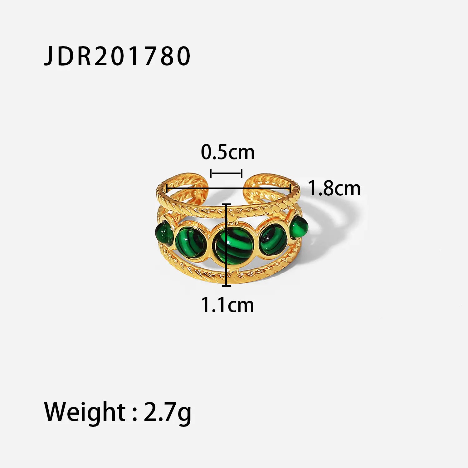 French Vintage Natural Stone Ring for Women in Titanium
