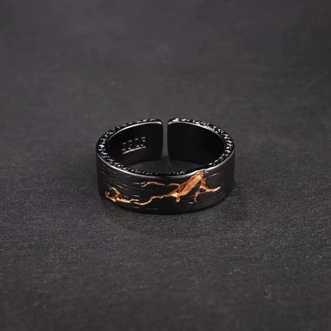 Gold Stone Black Niche Personality Ring