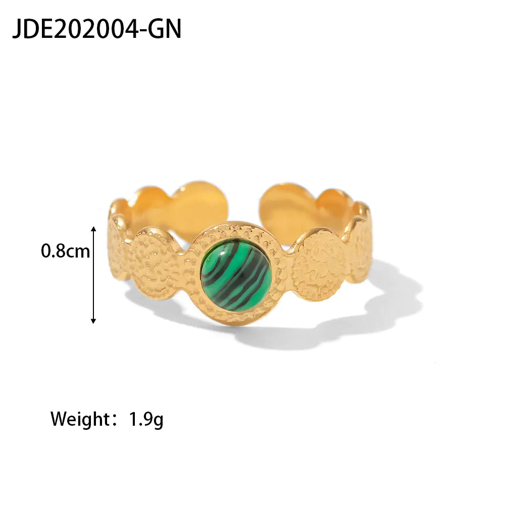 French Vintage Natural Stone Ring for Women in Titanium