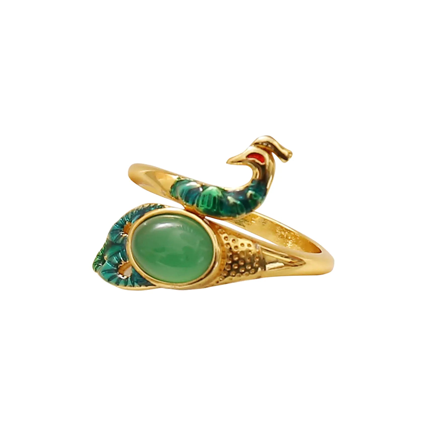 Semi-Precious Stone Knitted Peacock Ring