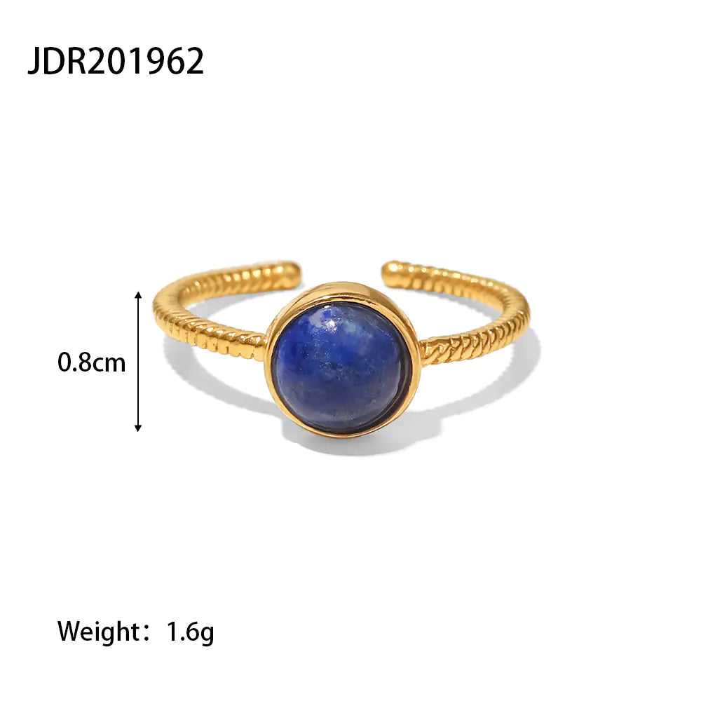French Vintage Natural Stone Ring for Women in Titanium