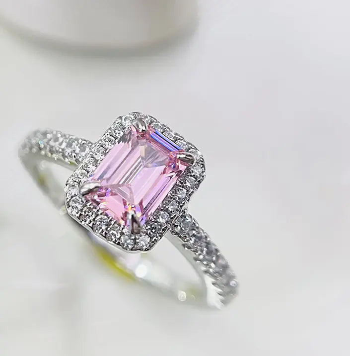 Pagoda Rectangular Stone Color Diamond Women's Ring