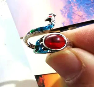 Semi-Precious Stone Knitted Peacock Ring